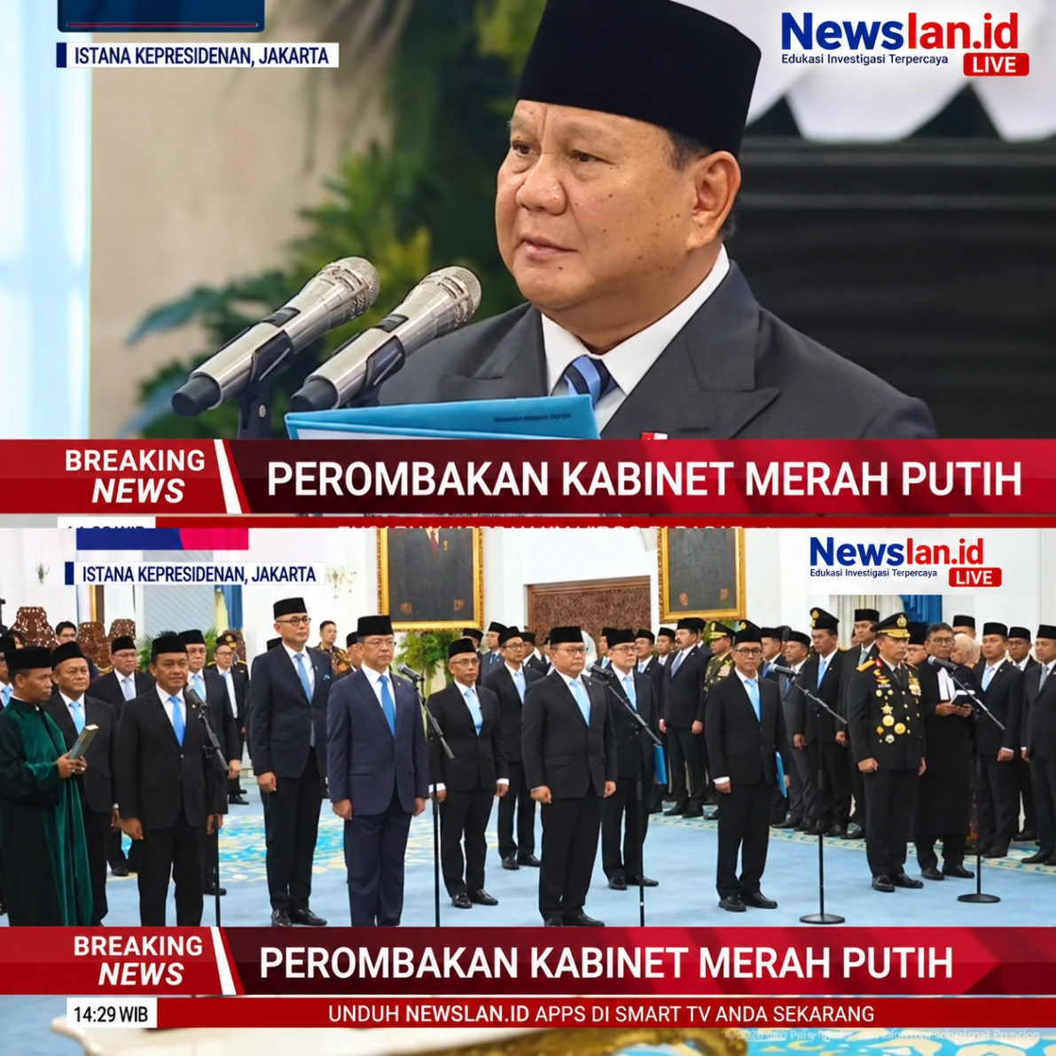 Presiden Prabowo Subianto Reshuffle Kabinet Merah Putih dan Melantiknya  Istana Kepresidenan