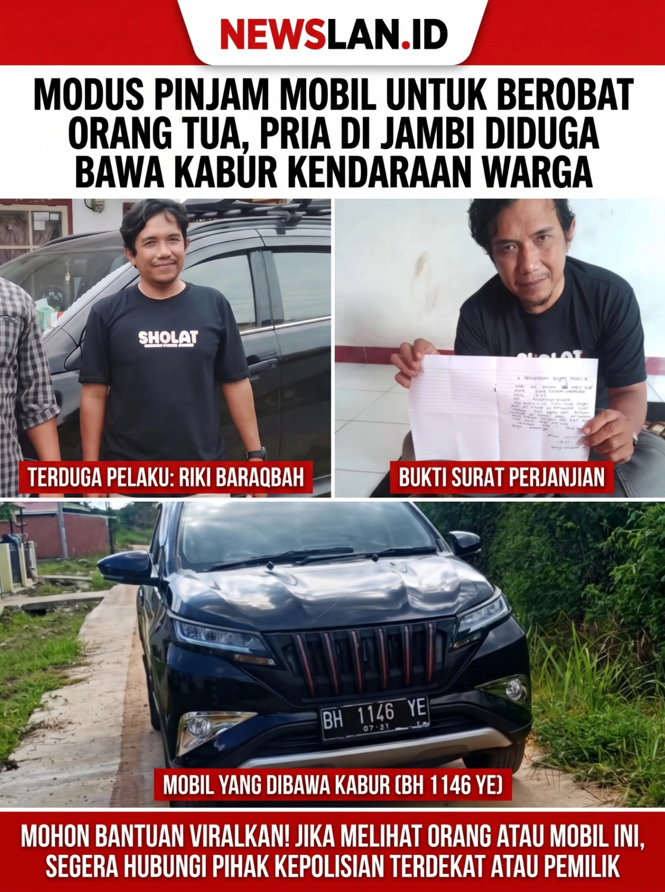 Modus Pinjam Mobil untuk Berobat Orang Tua, Pria di Jambi Diduga Bawa Kabur Kendaraan Warga