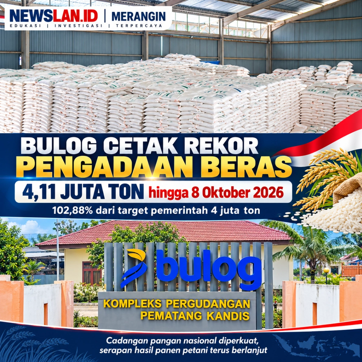 Perum BULOG Mencetak Sejarah Baru Dalam Pengelolaan Pangan Nasional, Dengan  Realisasi Pengadaan Beras BULOG Mencapai 4.115.014 Ton    