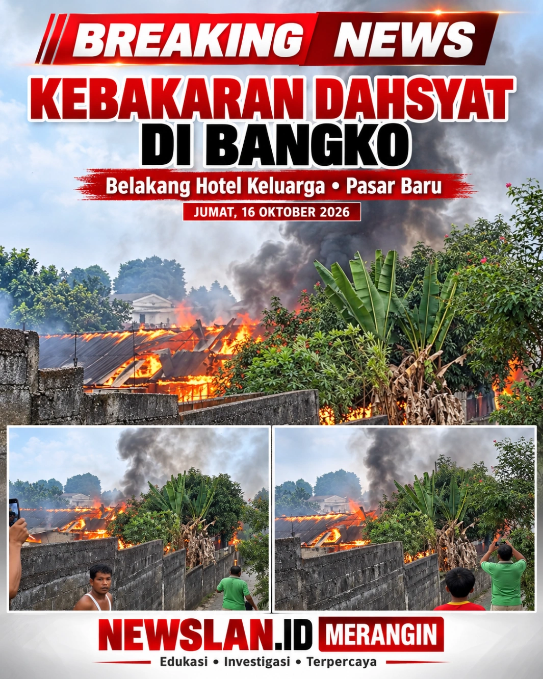 BREAKING NEWS! KEBAKARAN DAHSYAT MELANDA KAWASAN BELAKANG HOTEL KELUARGA PASAR BARU BANGKO