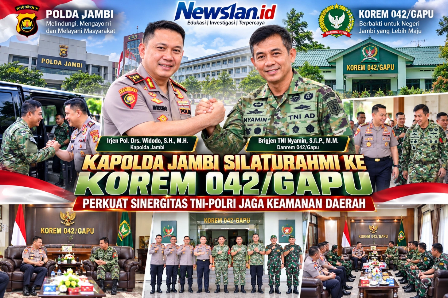 Kapolda Jambi Silaturahmi ke Korem 042/Gapu, Perkuat Sinergitas TNI-Polri Jaga Keamanan Daerah