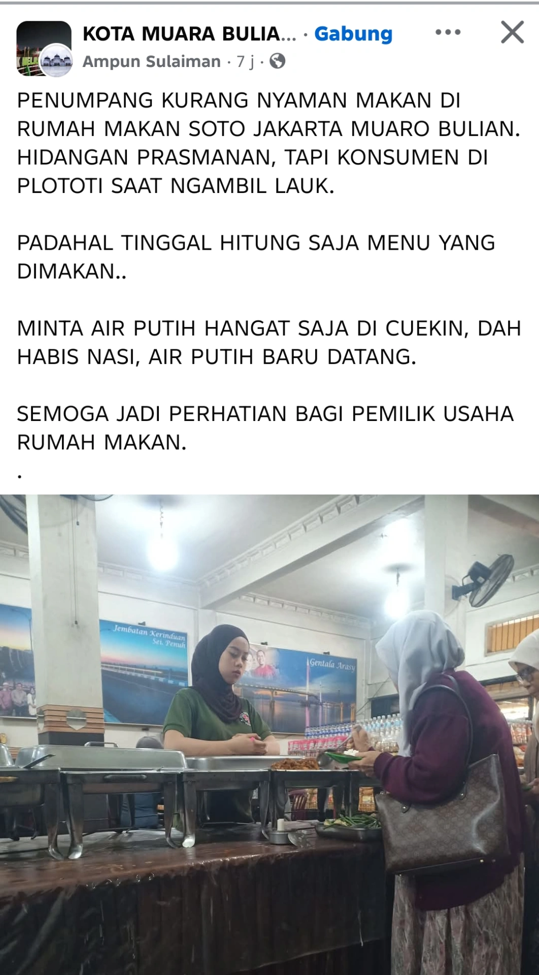 Pelayanan Rumah Makan Soto Jakarta Muara Bulian Dikeluhkan Konsumen, Pemilik Usaha Diminta Berbenah