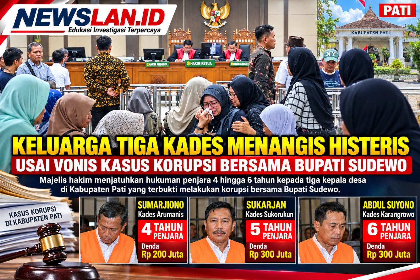 Keluarga Tiga Kades Menangis Histeris Usai Vonis Kasus Korupsi Bersama Bupati Sudewo Dibacakan Hakim