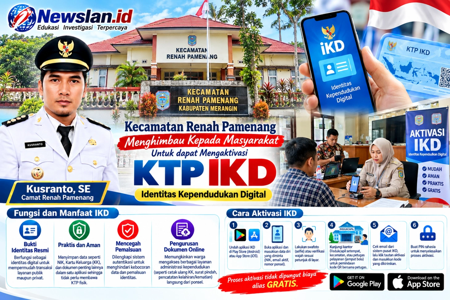 Camat Renah Pamenang Imbau Masyarakat Aktifkan IKD, Urus Dokumen Kependudukan Lebih Praktis