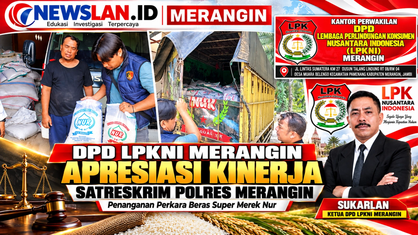 DPD LPKNI Merangin Apresiasi Kinerja Satreskrim Polres, Kasus Beras Kerinci Super Merek Nur Jadi Sorotan Perlindungan Konsumen