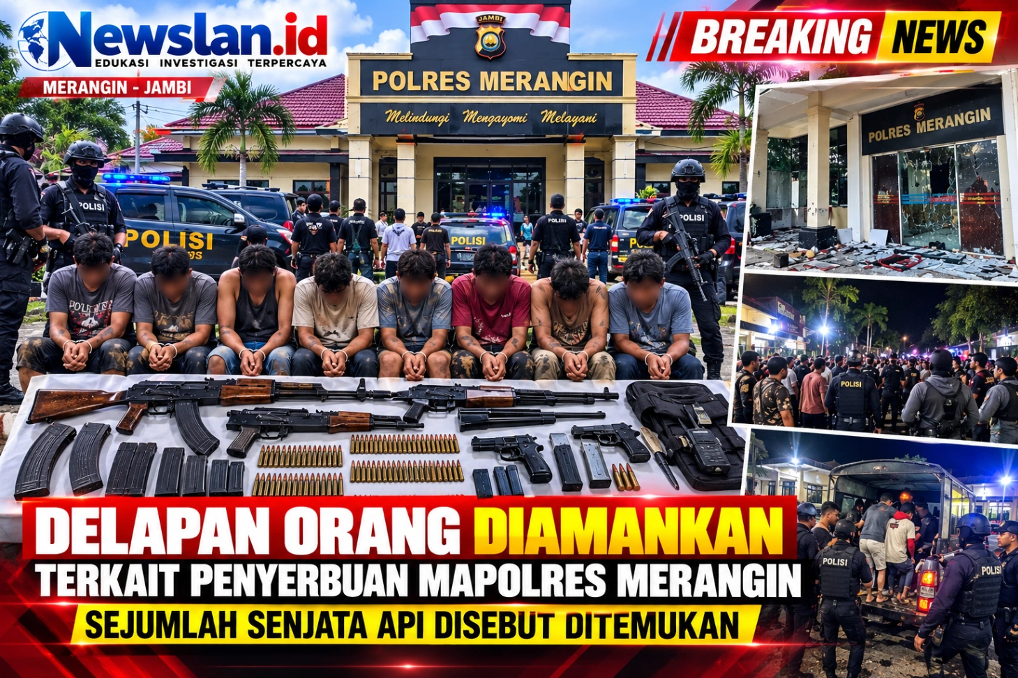 BREAKING NEWS! 8 ORANG DIKABARKAN DIAMANKAN TERKAIT PENYERBUAN MAPOLRES MERANGIN, SEJUMLAH SENJATA API DISEBUT DITEMUKAN