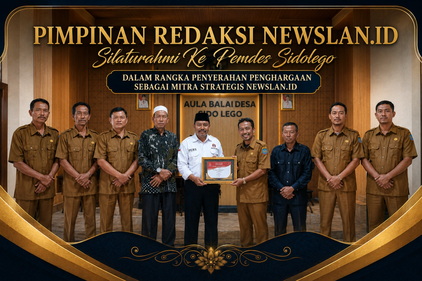 Pimpinan Redaksi Newslan.id Silahturahmi Ke Pemdes Sidolego  Dalam Rangka Penyerahan Penghargaan Sebagai Mitra Strategis Newslan.id.