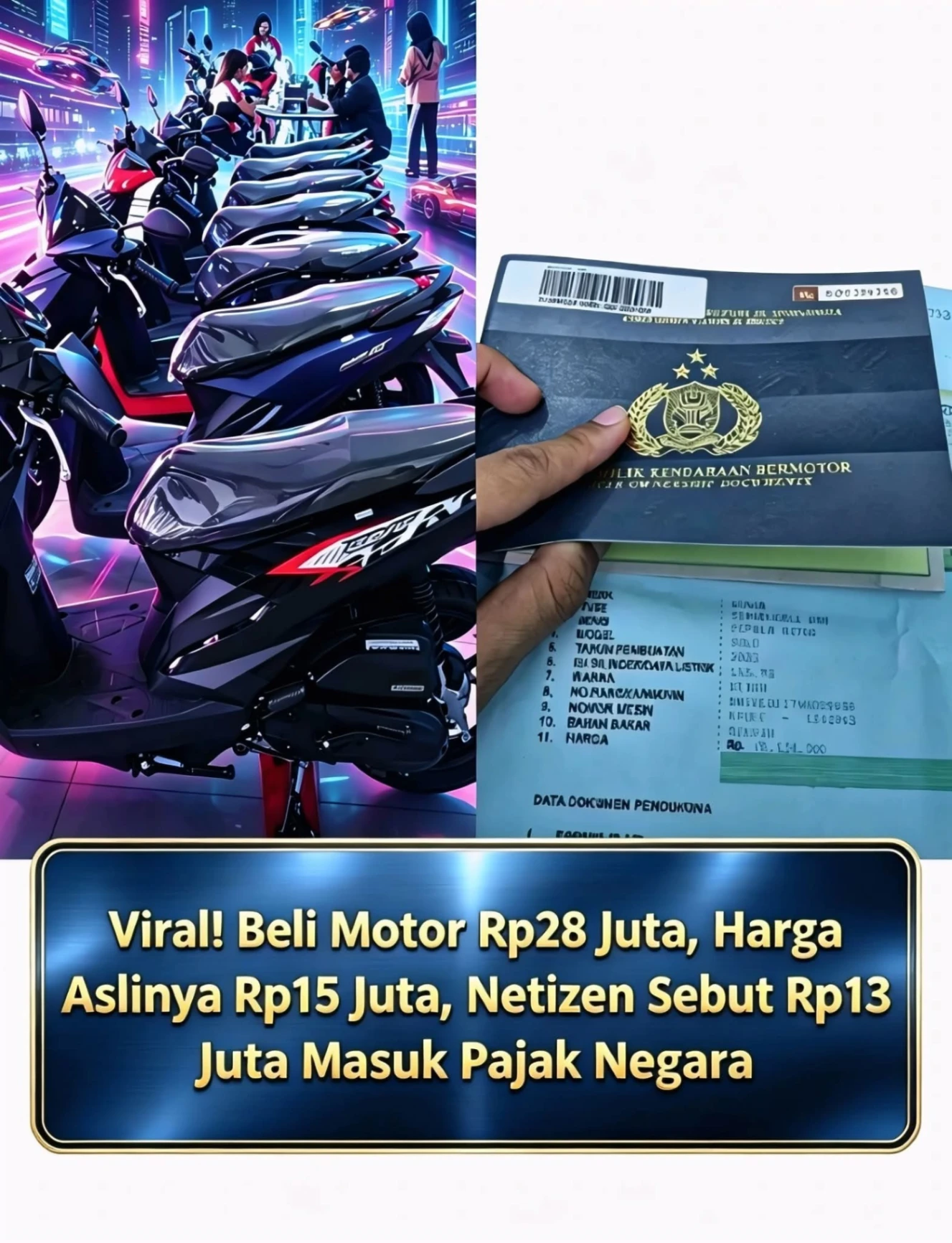 Netizen Soroti Besarnya Potongan Pajak: Beli Motor Rp28 Juta, Rp13 Juta Masuk Kas Negara