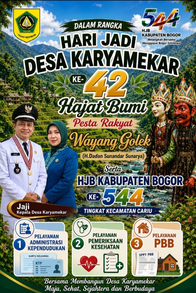 Peringatan Hari Jadi Desa Karya Mekar ke-42 Berbarengan Dengan HJB Kabupaten Bogor ke-544 Gelar Hiburan Wayang Golek