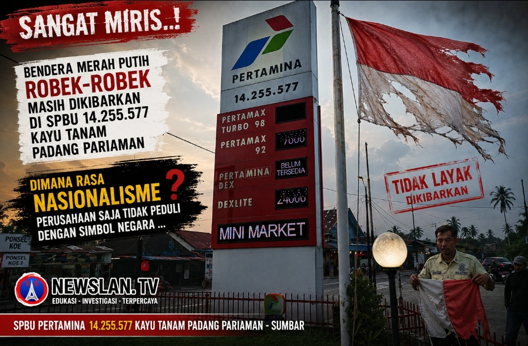 Miris! Bendera Merah Putih Lusuh Masih Berkibar di SPBU Pertamina 14.255.577 Kayu Tanam, Di Mana Rasa Nasionalisme?