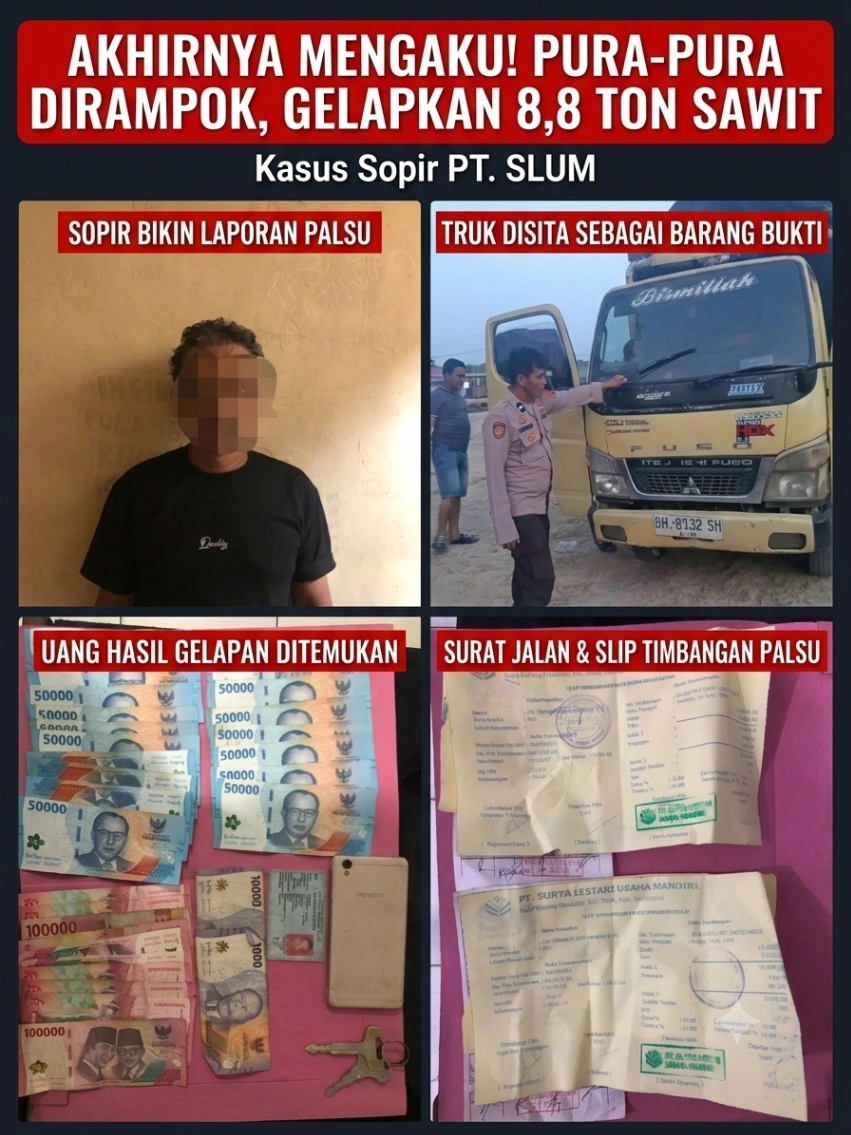 Pura-pura Dirampok, Sopir Gelapkan 8,8 Ton Sawit Majikan! Akhirnya Mengaku di Hadapan Polisi