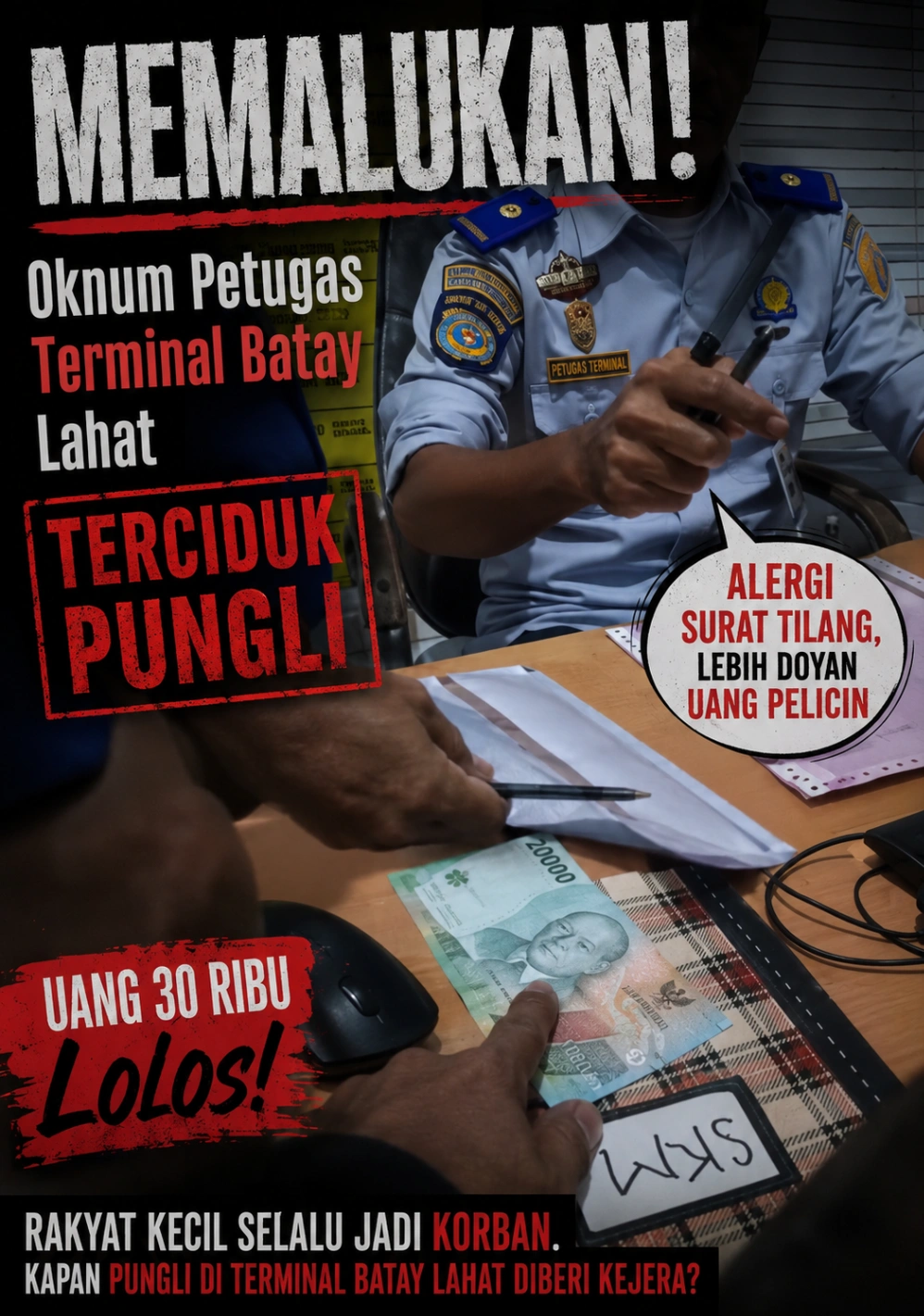 Memalukan! Oknum Petugas Terminal Batay Lahat Terciduk Pungli: Alergi Surat Tilang, Lebih Doyan Uang Pelicin Rp30 Ribu