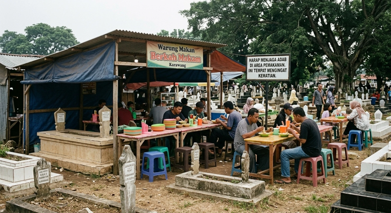Viral Cafe di Tengah Pemakaman Karawang Tuai Pro-Kontra, Bagaimana Hukumnya dalam Islam?