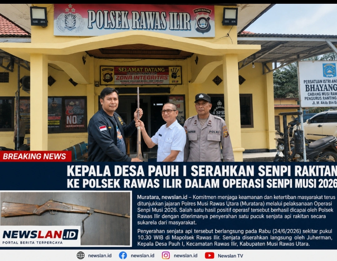 Kepala Desa Pauh I Serahkan Senpi Rakitan ke Polsek Rawas Ilir dalam Operasi Senpi Musi 2026