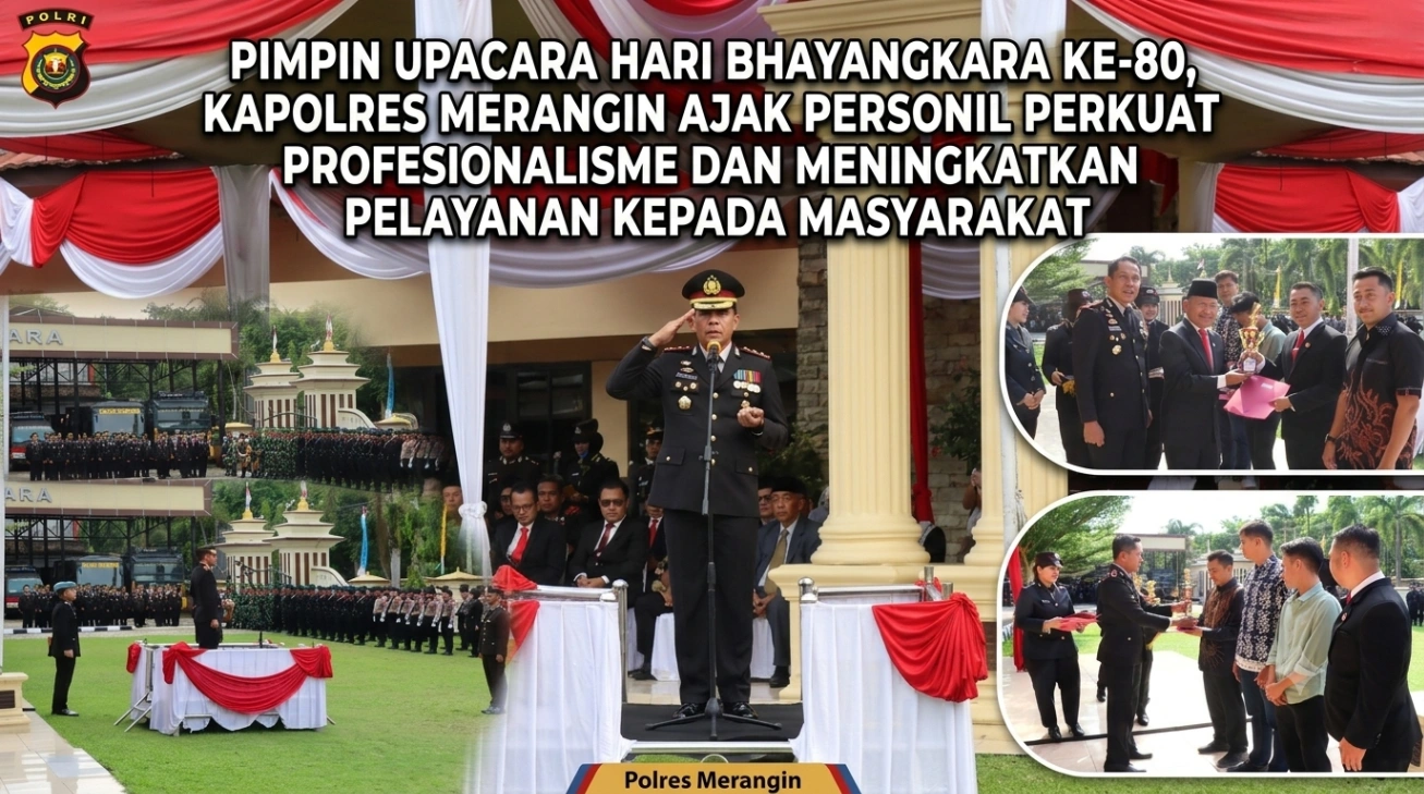 Pimpin Upacara Hari Bhayangkara ke-80, Kapolres Merangin Ajak Personil Perkuat Profesionalisme dan Meningkatkan Pelayananan Kepada Masyarakat