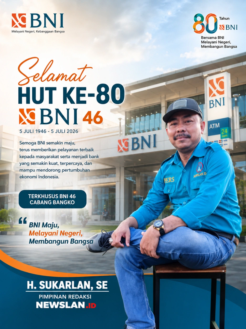 Pimpinan Redaksi Newslan.id Sampaikan Ucapan Selamat HUT ke-80 BNI, Pimpinan Cabang BNI Bangko: Semoga Bersama Newslan.id Semakin Sukses