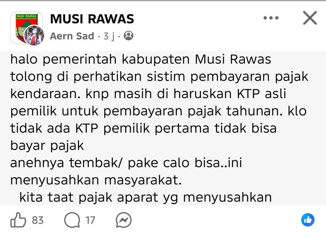 Warga Keluhkan Sistem Pembayaran Pajak Kendaraan di Musi Rawas, Minta Pemkab dan Samsat Permudah Pelayanan